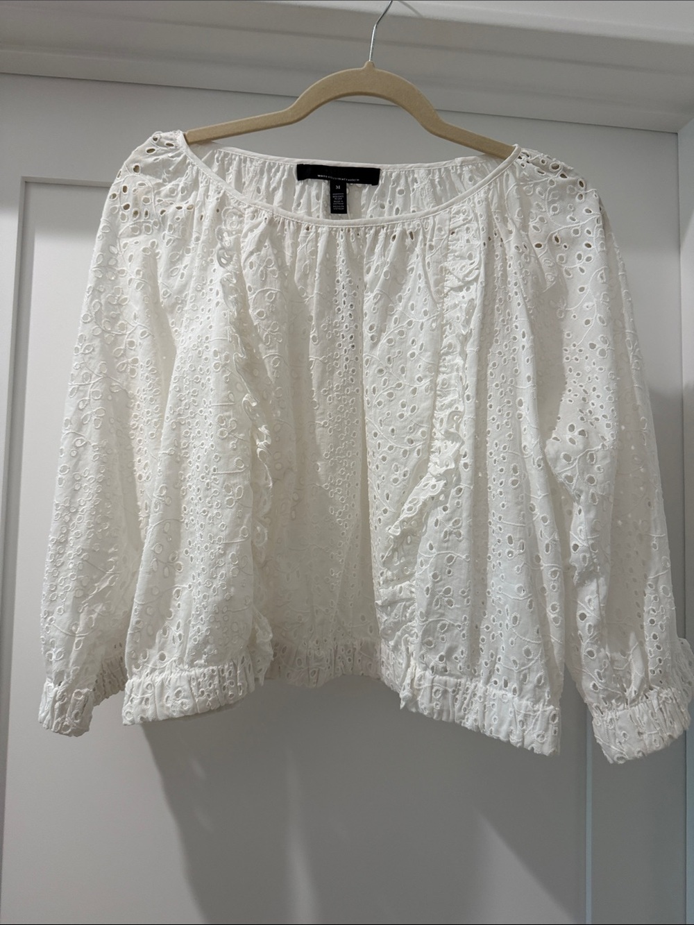 White House Black Market White Eyelet Boho Blouse(bw)